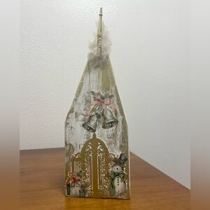 Vintage Handmade Wooden Collage Church